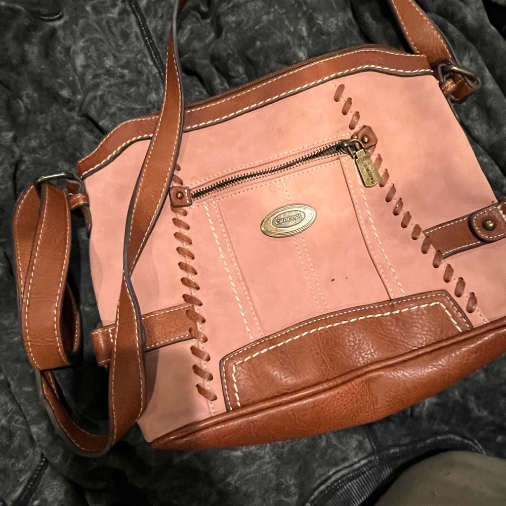 Stylish Pink and Brown Crossbody Bag